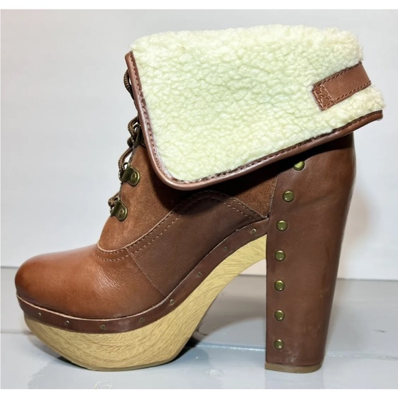 Lucky Brand Womens Tanner Platform Ankle Boots Faux Fur Whiskey Brwn Sz 10 New - Picture 6 of 11